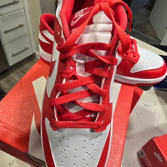 Nike Dunk Low Retro White University Red men's size 10.5 shoes HF5441-104 NEW - Picture 2 of 9